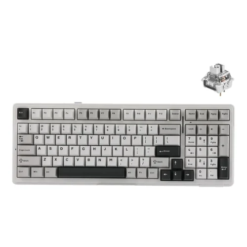 Aula F99 Wireless Mechanical Keyboard - Gray - Gray Wood Switch - 8000mAh - Aula F99 Gray