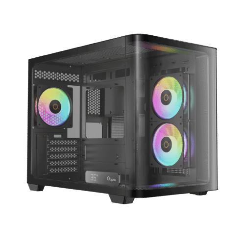 OCYPUS Iota C50 Curve ARGB Digital Black Mini-Tower Case with Panoramic Glass - IOTA-C50-BKD300CD-GL