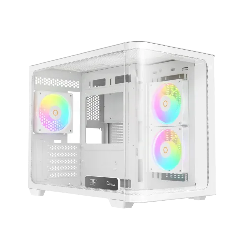 Ocypus Iota C50 Curve ARGB Digital White Mini-Tower Case with Panoramic Glass - IOTA-C50-WHD300CD-GL