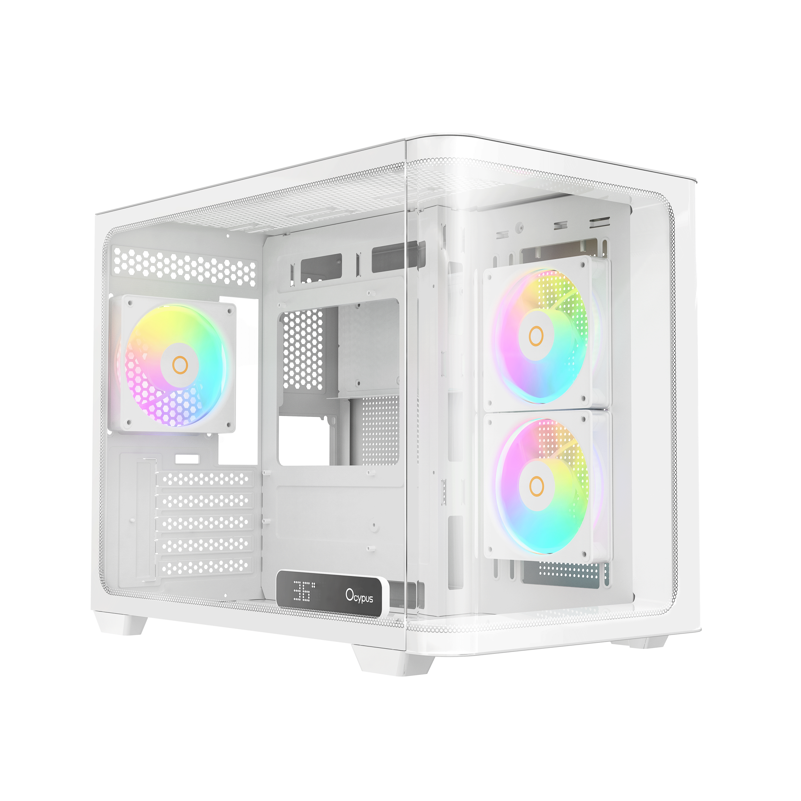 Ocypus Iota C50 Curve ARGB Digital White Mini-Tower Case with Panoramic Glass – IOTA-C50-WHD300CD-GL