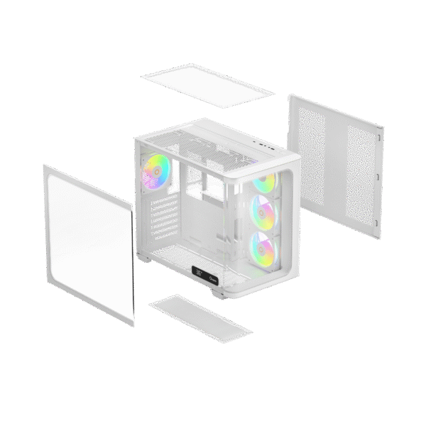 Ocypus Iota C70 WH Curve ARGB Digital White ATX Mid-Tower Case with Panoramic Glass and 6 Fans - IOTA-C70-WHD400CD-GL