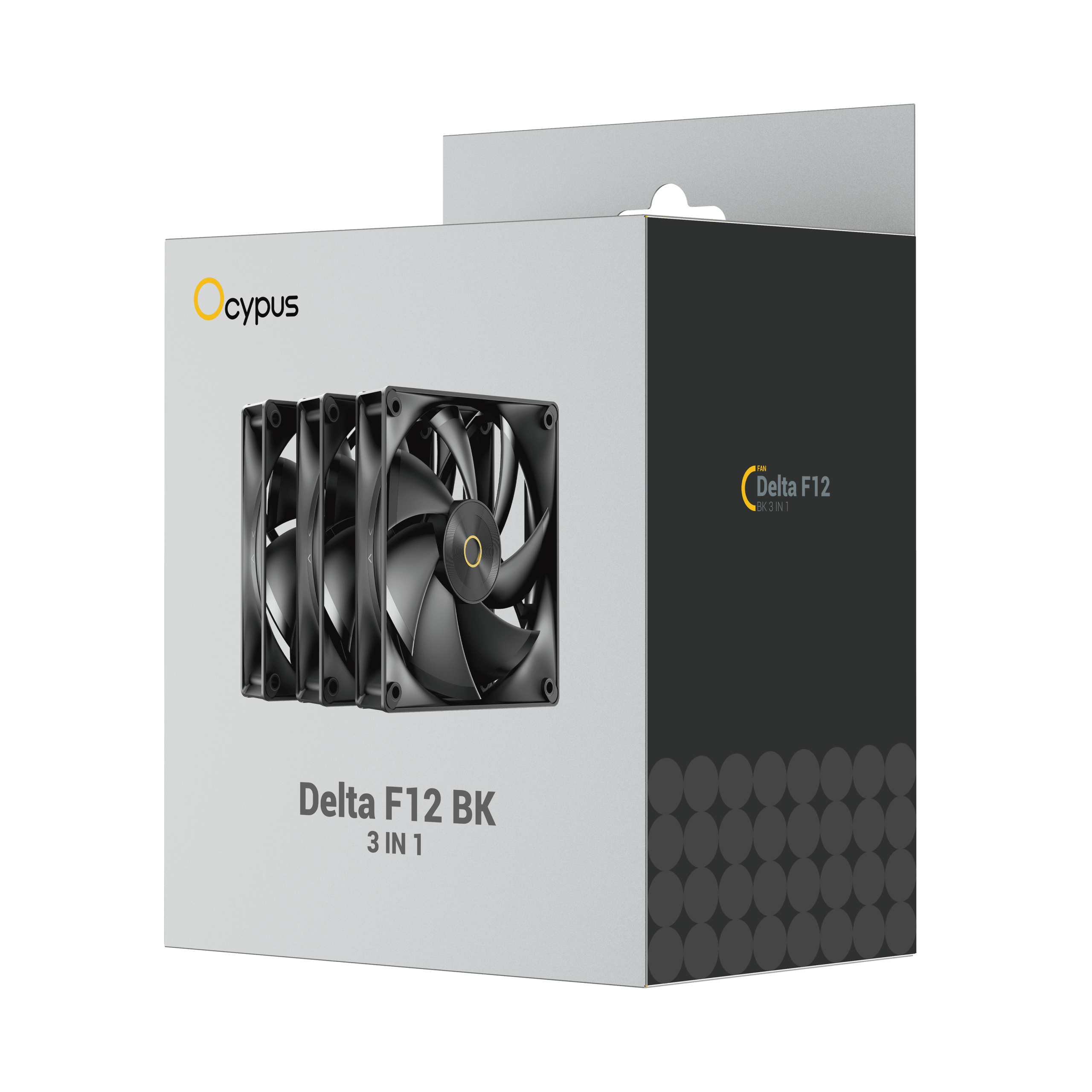 OCYPUS Delta F12 BK 120mm PWM Case Fan 3 in 1 Pack – Hydraulic Bearing – DELTA-F12-BK3NM00X-GL