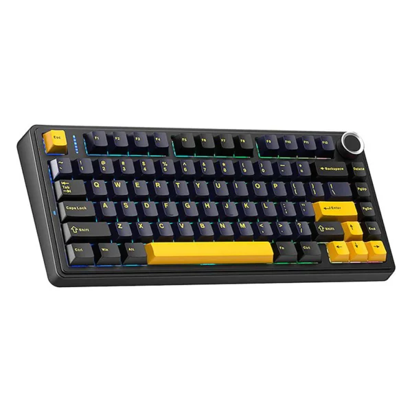 Aula F75 Wireless Mechanical Keyboard - Thunder Black - Gray Wood Switch - 4000mAh - Aula F75 Thunder Black