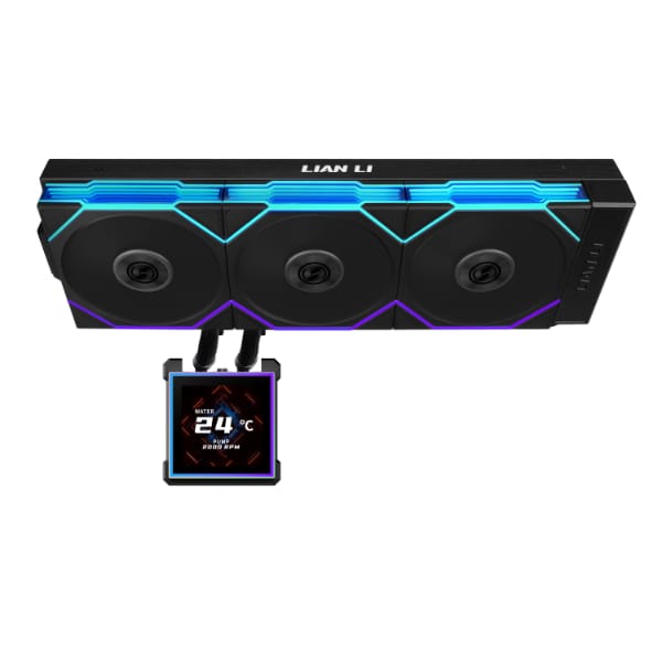 Lian Li HydroShift II LCD-S 360 AIO Liquid Cooler 3.4 Inch IPS LCD 360mm Radiator with CL or TL Wireless Fans | Black | White