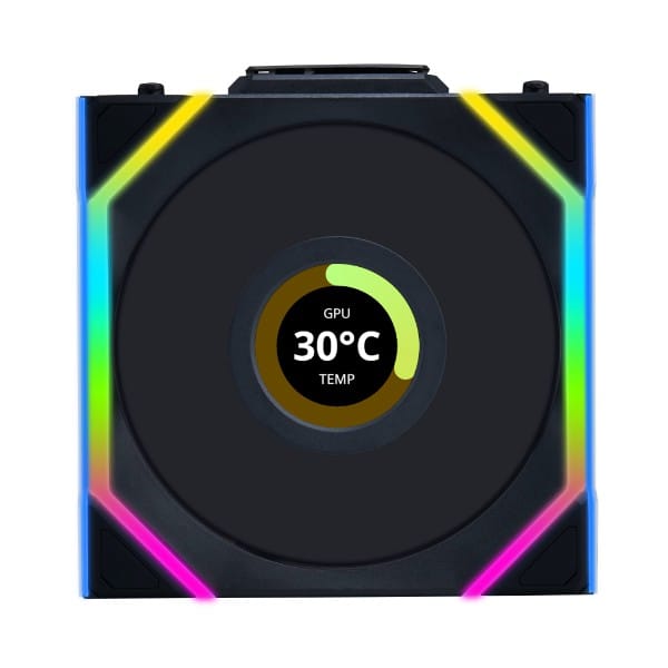 sl_w_02_a Lian Li UNI FAN SL Wireless 120 - 2.4GHz Control - LCD & LED Options - Single & 3-pack - Standard & Reverse Blade - Black, White