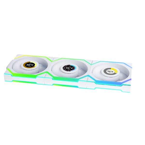 sl_w_07_a Lian Li UNI FAN SL Wireless 120 - 2.4GHz Control - LCD & LED Options - Single & 3-pack - Standard & Reverse Blade - Black, White