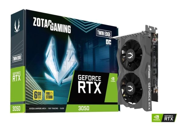 Zotac Gaming GeForce RTX 3050 Twin Edge OC 6GB GDDR6 96 bit Dual Fan Compact Graphics Card - ZT-A30510H-10L