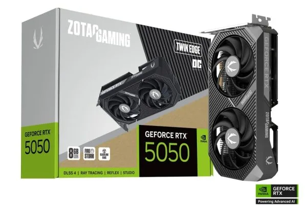 zt-b50500h-10m-image01 Zotac Gaming GeForce RTX 5050 Twin Edge OC 8GB GDDR6 128 bit Blackwell DLSS 4 Graphics Card - ZT-B50500H-10M