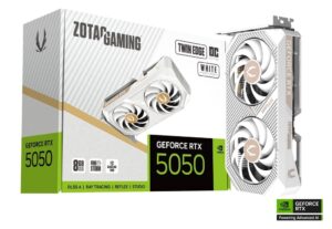 Zotac Gaming GeForce RTX 5050 Twin Edge OC White Edition 8GB GDDR6 128 bit Blackwell DLSS 4 Graphics Card - ZT-B50500Q-10M