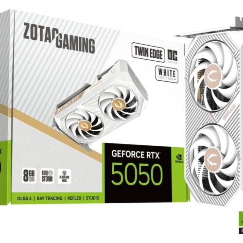 Zotac Gaming GeForce RTX 5050 Twin Edge OC White Edition 8GB GDDR6 128 bit Blackwell DLSS 4 Graphics Card - ZT-B50500Q-10M
