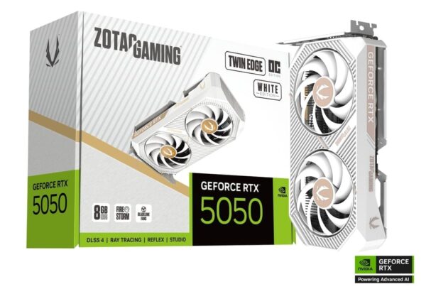 Zotac Gaming GeForce RTX 5050 Twin Edge OC White Edition 8GB GDDR6 128 bit Blackwell DLSS 4 Graphics Card - ZT-B50500Q-10M