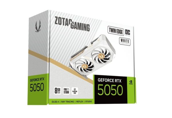 Zotac Gaming GeForce RTX 5050 Twin Edge OC White Edition 8GB GDDR6 128 bit Blackwell DLSS 4 Graphics Card - ZT-B50500Q-10M