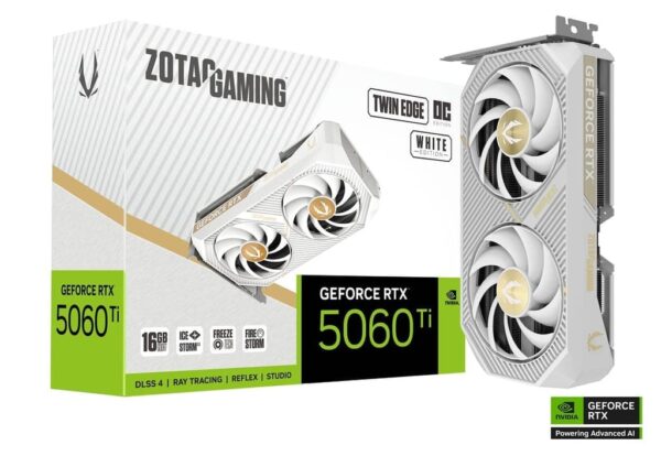 zt-b50620q-10m-image01 Zotac Gaming GeForce RTX 5060 Ti Twin Edge OC White Edition 16GB GDDR7 128 bit Blackwell DLSS 4 Graphics Card - ZT-B50620Q-10M