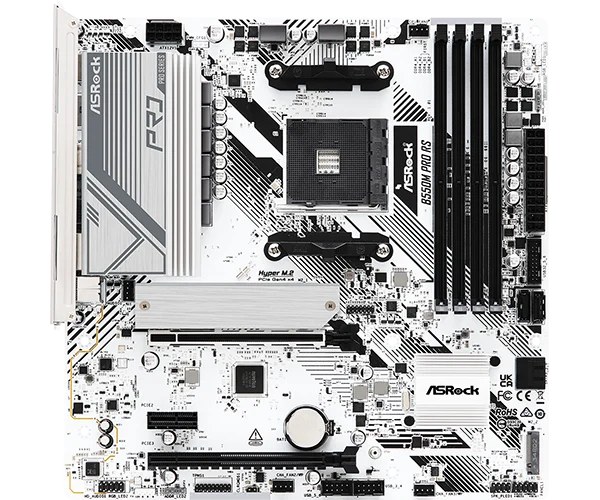 ASRock B550M Pro RS AMD B550 AM4 Micro ATX Motherboard White - ASROCK B550M PRO RS (White Motherboard)