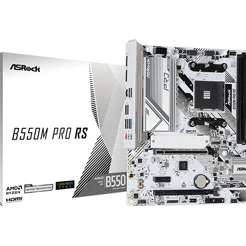 ASRock B550M Pro RS AMD B550 AM4 Micro ATX Motherboard White - ASROCK B550M PRO RS (White Motherboard)