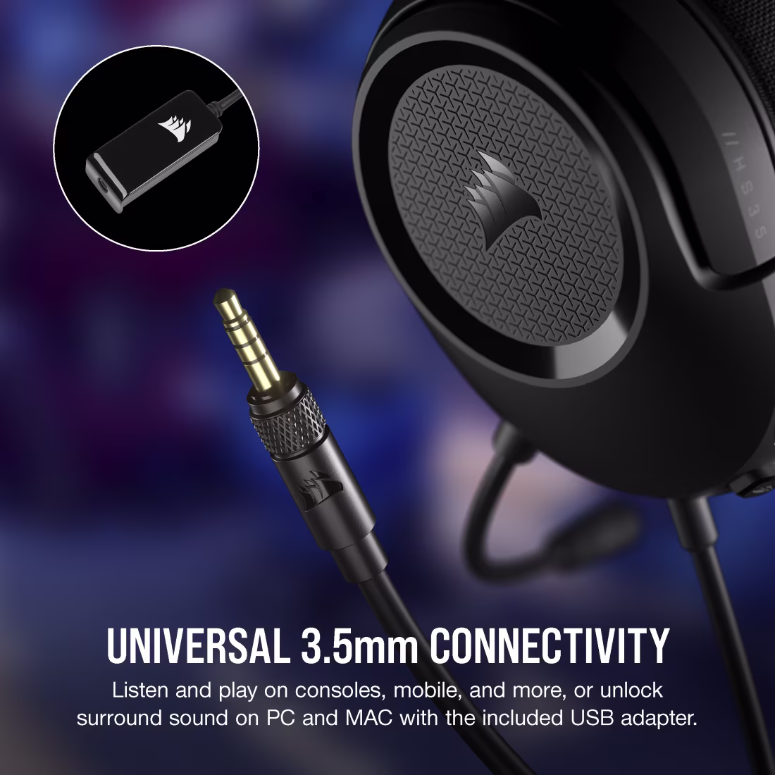 CORSAIR HS35 SURROUND V2 Gaming Headset - Dolby Audio 7.1 - Multiplatform - Carbon - CS-CA-9011386-AP