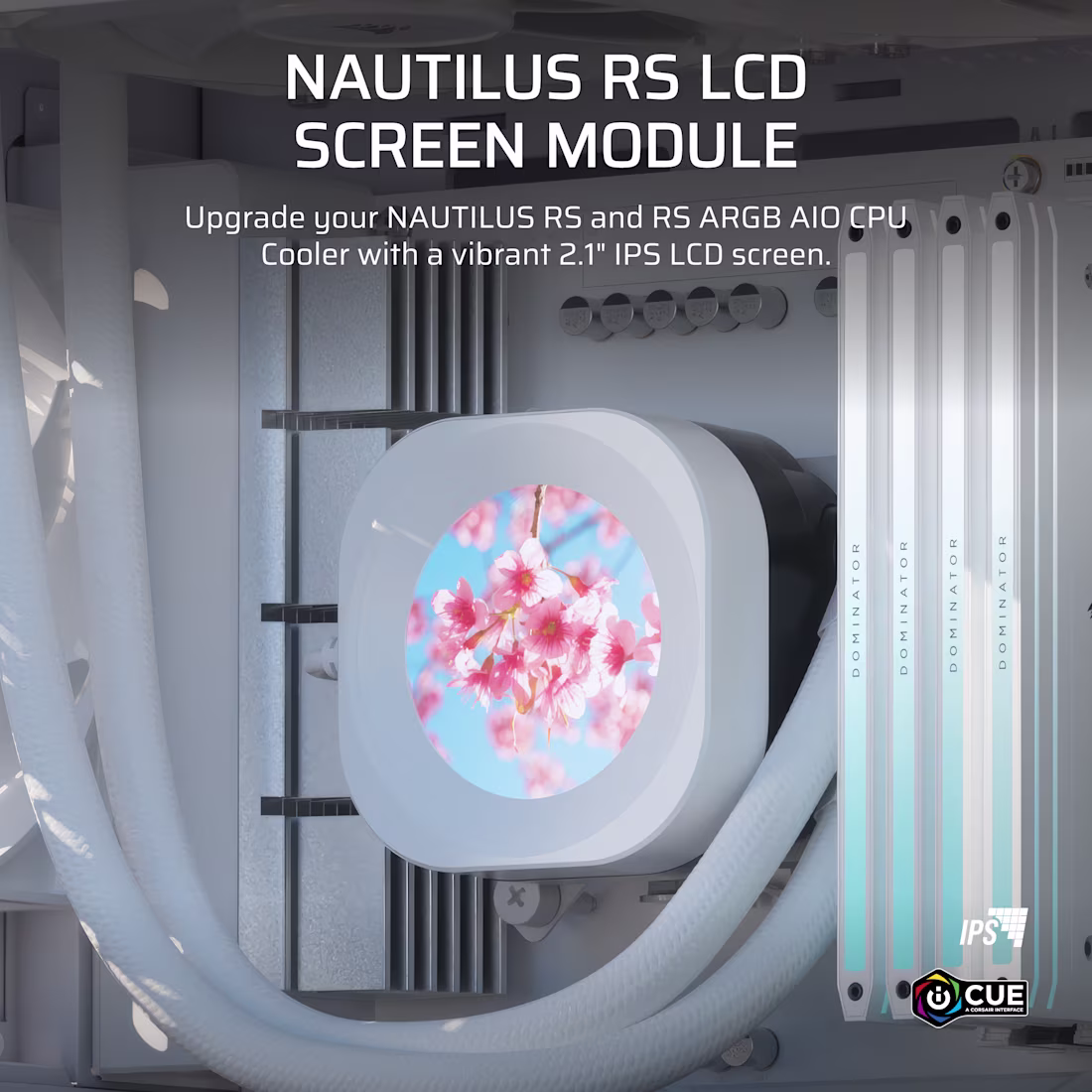 CORSAIR NAUTILUS LCD Module - 2.1 Inch IPS LCD Screen - White - CS-CW-9061030-WW