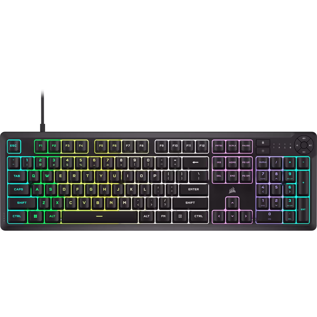 CORSAIR K55 CORE RGB Gaming Keyboard - Ten-Zone RGB - Dedicated Media Keys - Quiet Rubber Dome Switches - CH-9226C65-NA