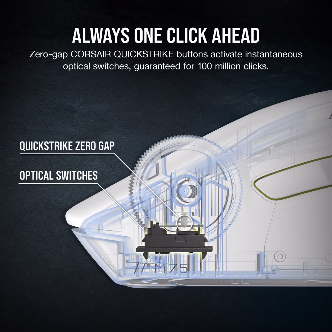 CORSAIR M75 WIRELESS RGB Lightweight Gaming Mouse - Ambidextrous - 26K DPI - White - CS-CH-931D011-AP