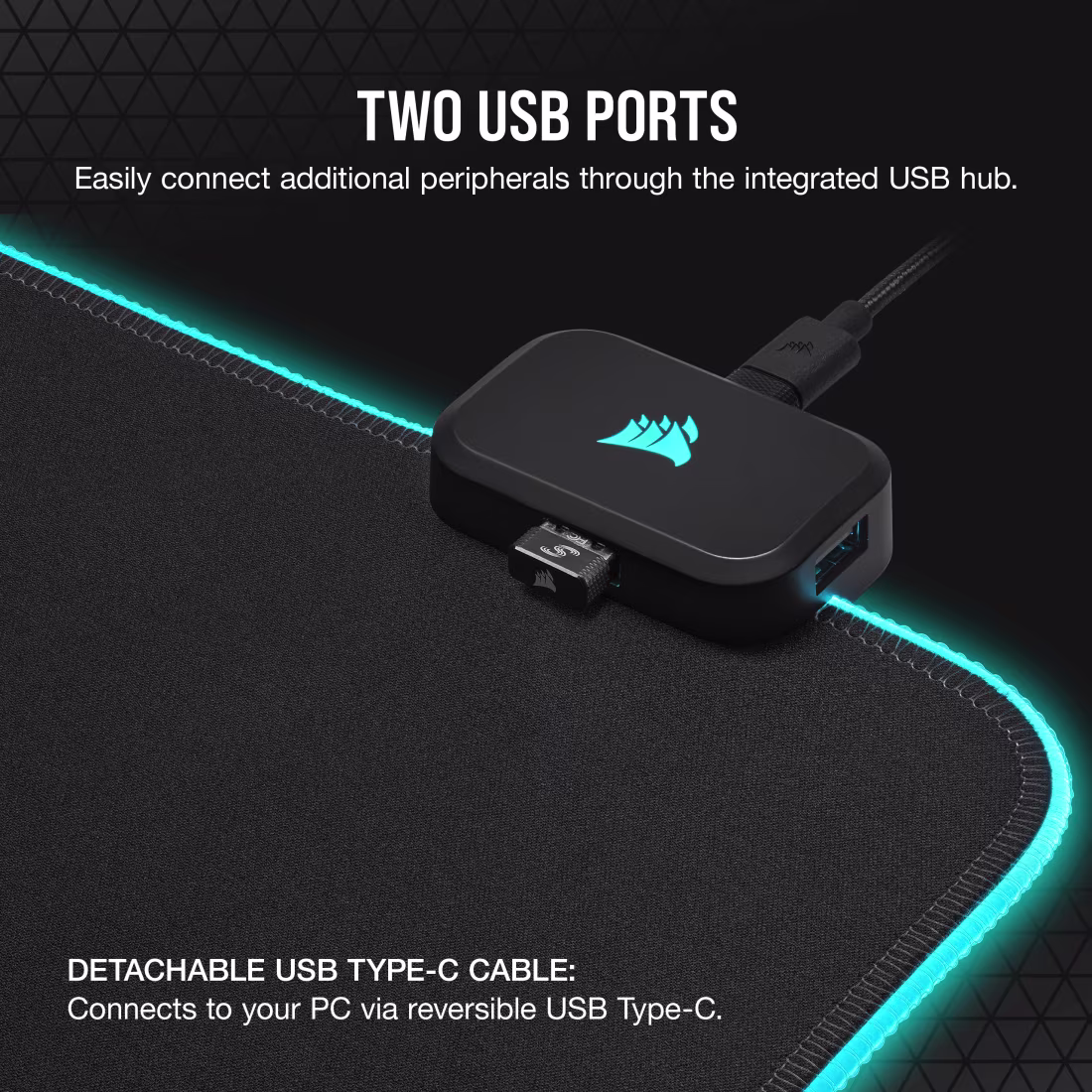 CORSAIR MM700 RGB Extended 3XL Gaming Mouse Pad - 1220mm x 610mm - 2-Port USB Hub - CS-CH-9417080-WW