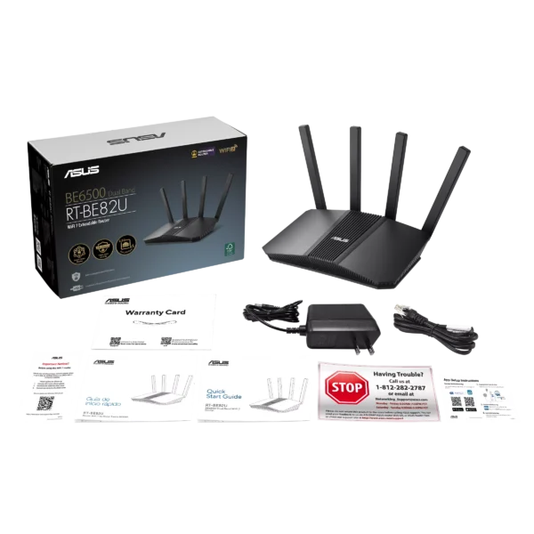 ASUS RT-BE82U Dual-Band WiFi 7 Router 6500Mbps 5x 2.5G Ports - RT-BE82U