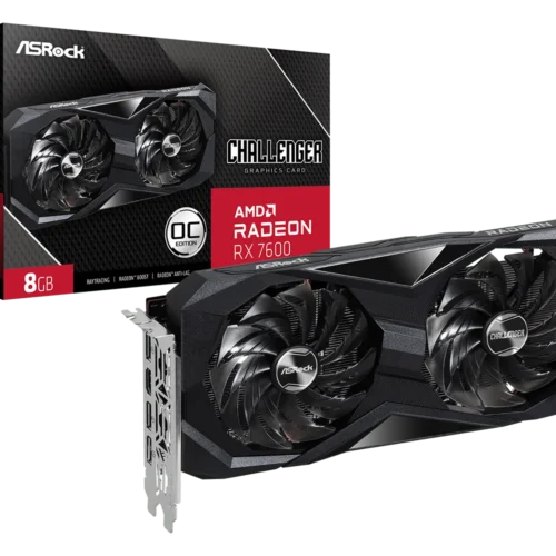 ASRock Radeon RX 7600 Challenger 8GB GDDR6 OC Dual Fan Graphics Card - ASROCK RX7600 CHALLENGER 8G OC (DUAL FAN)