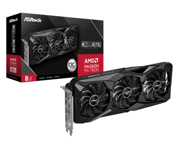 ASRock Radeon RX 7600 Challenger Pro 8GB GDDR6 OC Triple Fan  Graphics Card - ASROCK RX7600 CHALLENGER PRO 8G OC (TRI FAN)