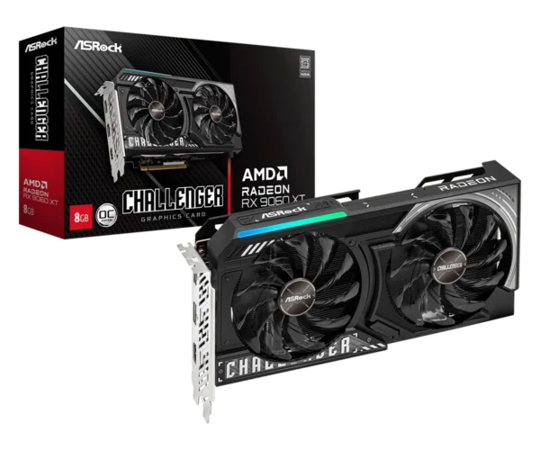 ASRock Radeon RX 9060 XT Challenger 8GB GDDR6 OC PCIe 5.0 Graphics Card - ASROCK RX9060XT CHALLENGER 8GB OC