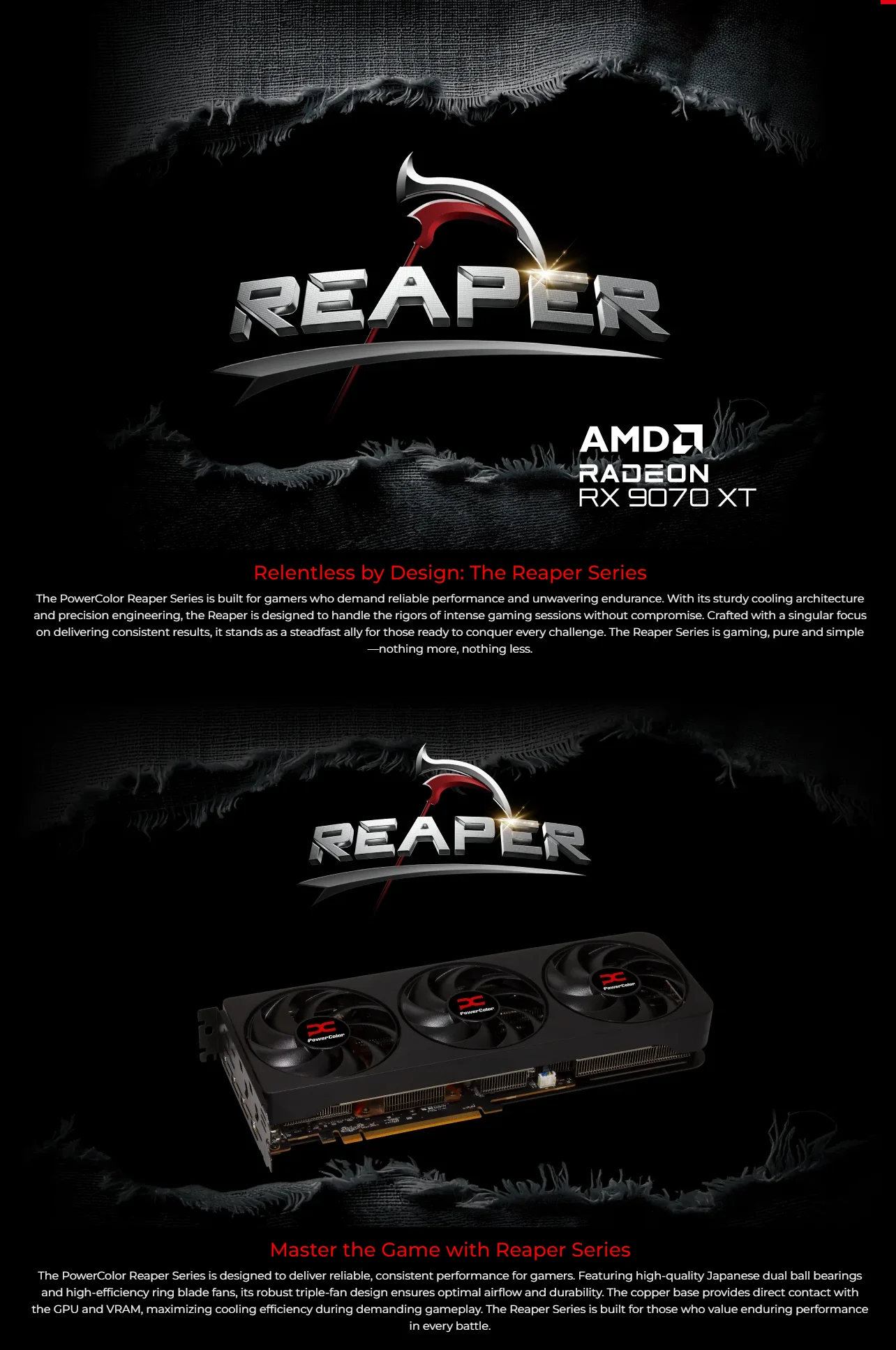 PowerColor Reaper AMD Radeon RX 9070 XT 16GB GDDR6 256-bit PCIe 5.0 - RX9070XT 16G-A