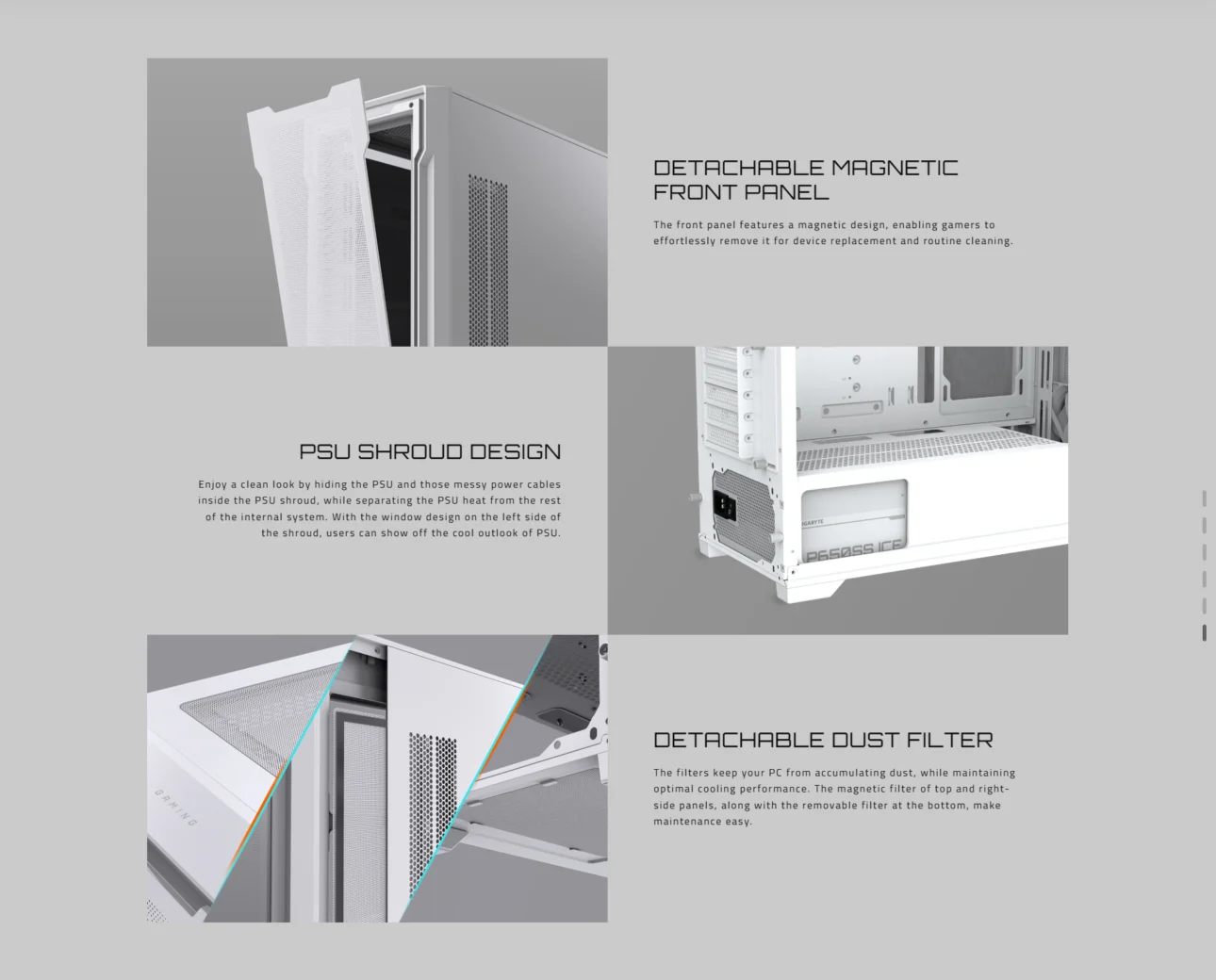 GIGABYTE C102 GLASS ICE Mid Tower Tempered Glass Gaming Case White - GP-C102GI