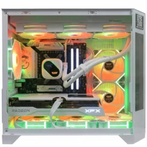 Zion | White Aesthetic Performance Gaming PC - Ryzen 5 7500F - Radeon RX 9060 XT 16GB - 32GB DDR5 6800MHz - Dual LCD Display Build