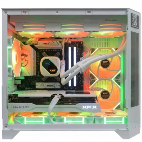Zion | White Aesthetic Performance Gaming PC - Ryzen 5 7500F - Radeon RX 9060 XT 16GB - 32GB DDR5 6800MHz - Dual LCD Display Build