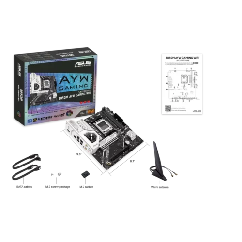 ASUS B850M AYW GAMING WIFI AMD B850 AM5 mATX Motherboard - DDR5 PCIe 5.0 WiFi 6 - B850M AYW GAMING WIFI