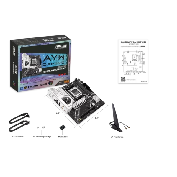 ASUS B850M AYW GAMING WIFI AMD B850 AM5 mATX Motherboard - DDR5 PCIe 5.0 WiFi 6 - B850M AYW GAMING WIFI
