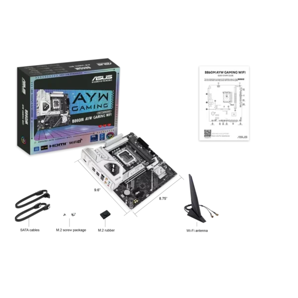 ASUS B860M AYW GAMING WIFI Intel LGA1851 mATX Motherboard - DDR5 PCIe 5.0 WiFi 6 - B860M AYW GAMING WIFI