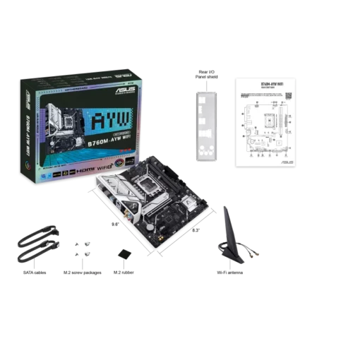 ASUS B760M-AYW WIFI Intel B760 LGA 1700 mATX Motherboard - DDR5 PCIe 4.0 WiFi 6 - B760M-AYW WIFI