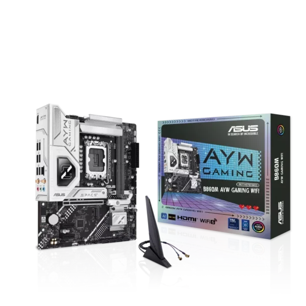 ASUS B860M AYW GAMING WIFI Intel LGA1851 mATX Motherboard - DDR5 PCIe 5.0 WiFi 6 - B860M AYW GAMING WIFI