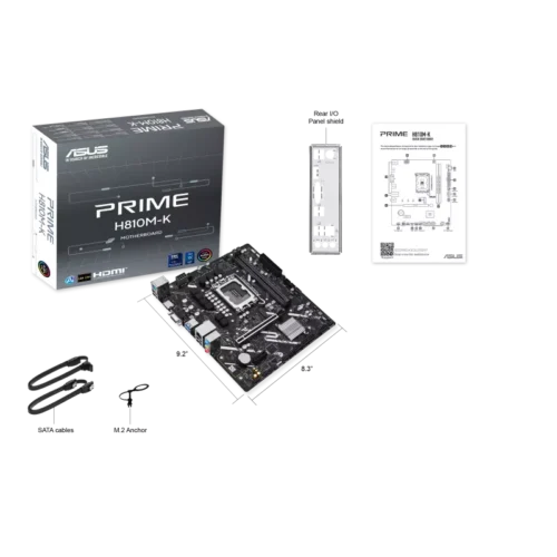 ASUS Prime H810M-K Intel H810 LGA 1851 mATX Motherboard - DDR5 PCIe 4.0 USB Type-C - PRIME H810M-K