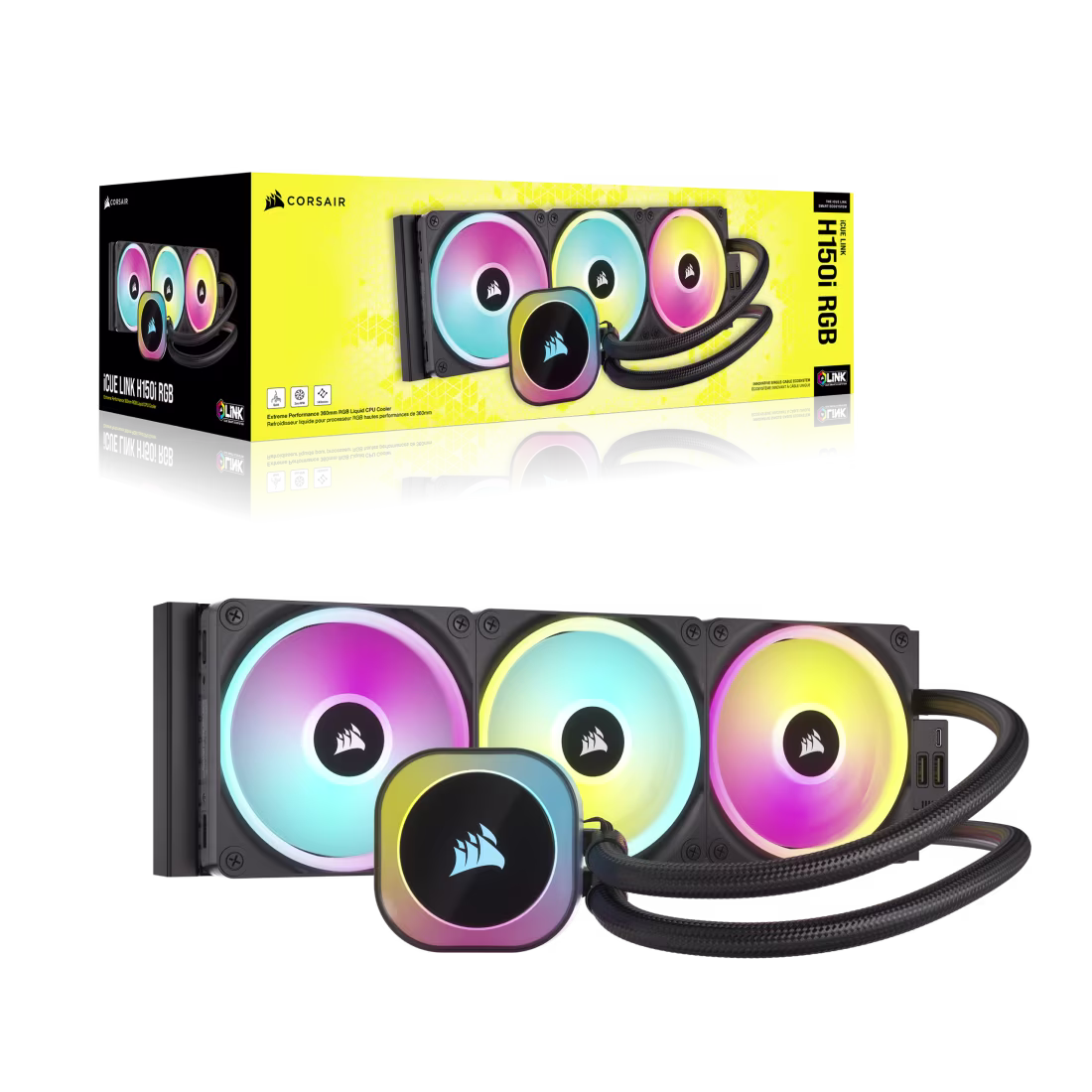 CORSAIR iCUE LINK H150i RGB 360mm AIO Liquid CPU Cooler - QX120 RGB Fans - CW-9061003-WW