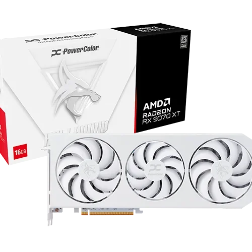 PowerColor Hellhound Spectral White AMD Radeon RX 9070 XT 16GB GDDR6 256-bit PCIe 5.0 - RX9070XT 16G-L/OC/WHITE