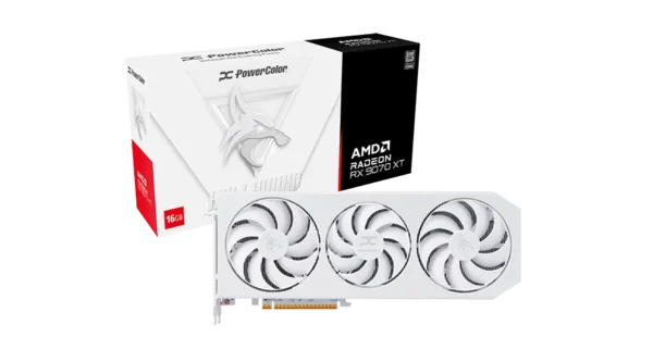 PowerColor Hellhound Spectral White AMD Radeon RX 9070 XT 16GB GDDR6 256-bit PCIe 5.0 - RX9070XT 16G-L/OC/WHITE