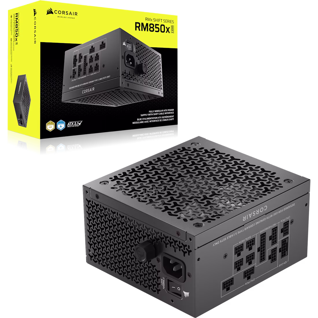 CORSAIR RM850x SHIFT 850W Fully Modular ATX 3.1 PCIe 5.1 Cybenetics Gold Certified PSU - CS-CP-9020299-NA