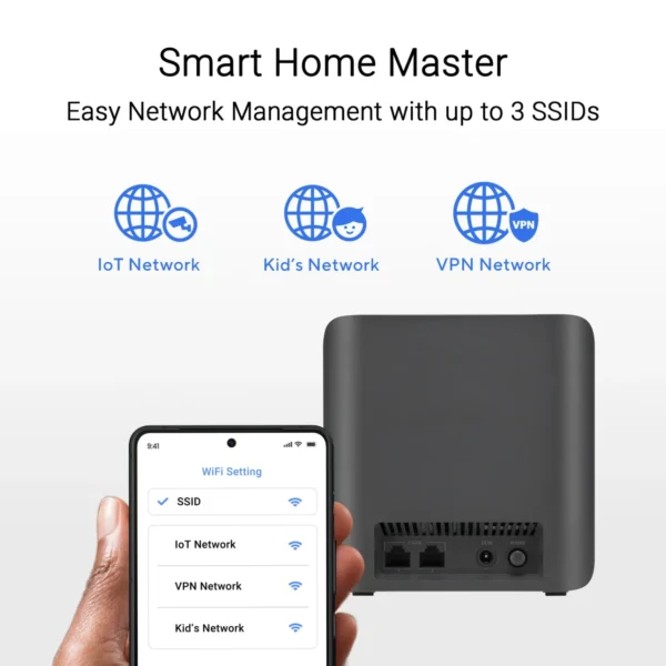 ASUS ZenWiFi BD4 Dual-Band WiFi 7 AiMesh Extendable Router 3.6Gbps 6500 sq. ft. Coverage 3-Pack - BD4(B-2-PK)