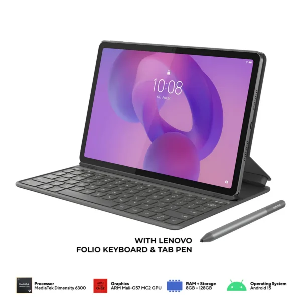 Lenovo Idea Tab 11-inch 2.5K 90Hz MediaTek Dimensity 6300 8GB RAM 128GB ROM 5G Android 15 (Luna Grey) with Lenovo Folio Keyboard + Lenovo Tab Pen- ZAFM0245PH
