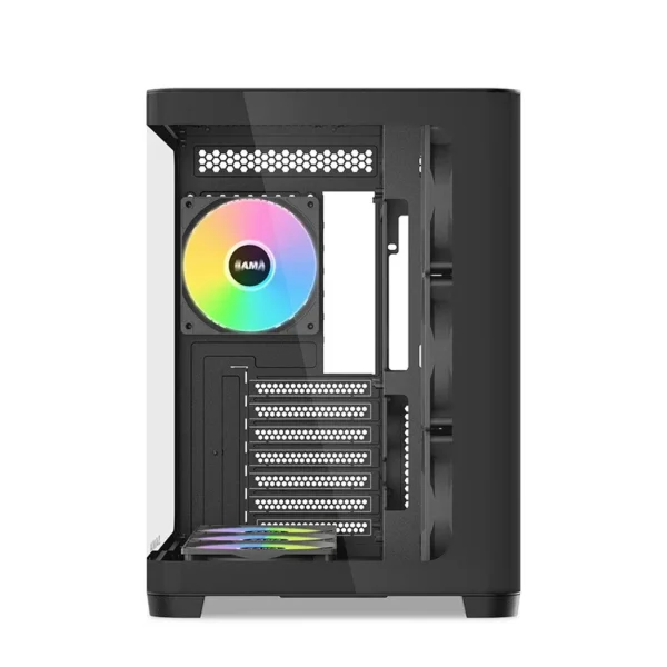 Sama V60 Dual-Chamber Mid Tower ATX Case with 7x 120mm ARGB Fans - V60-BKADA7X1-GL
