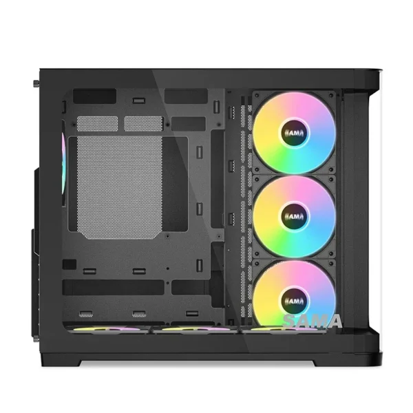 Sama V60 Dual-Chamber Mid Tower ATX Case with 7x 120mm ARGB Fans - V60-BKADA7X1-GL