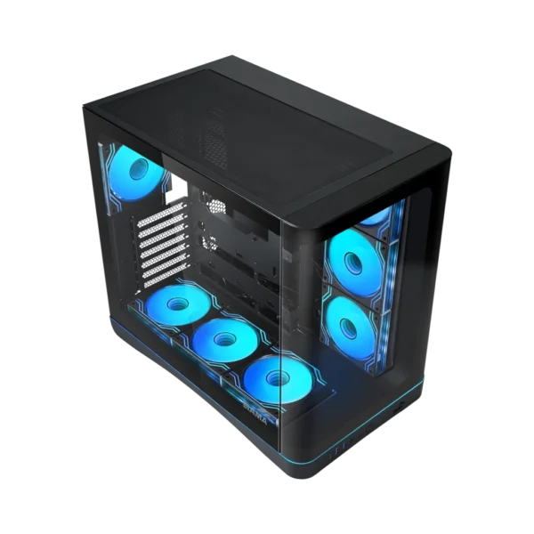 Sama V62 Black ATX Mid-Tower Case - Curved Tempered Glass, 7x ARGB PWM Fans, Back-Connect Support - V62-BKADA7X1-GL