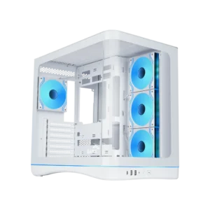 Sama V62 White ATX Mid-Tower Case - Curved Tempered Glass, 7x ARGB PWM Fans, Back-Connect Support - V62-WHADA7X1-GL