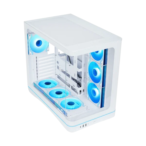 Sama V62 White ATX Mid-Tower Case - Curved Tempered Glass, 7x ARGB PWM Fans, Back-Connect Support - V62-WHADA7X1-GL