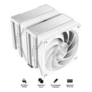 SAMA - A60 White Dual Tower 6 Heatpipes 2x120mm CPU Air Cooler 265W TDP - A60-WHWNNXOX-G